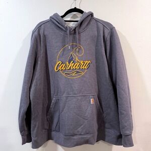 Carhartt 2X Relaxed Fit Women's Blue Gray Graphic C Logo Hoodie